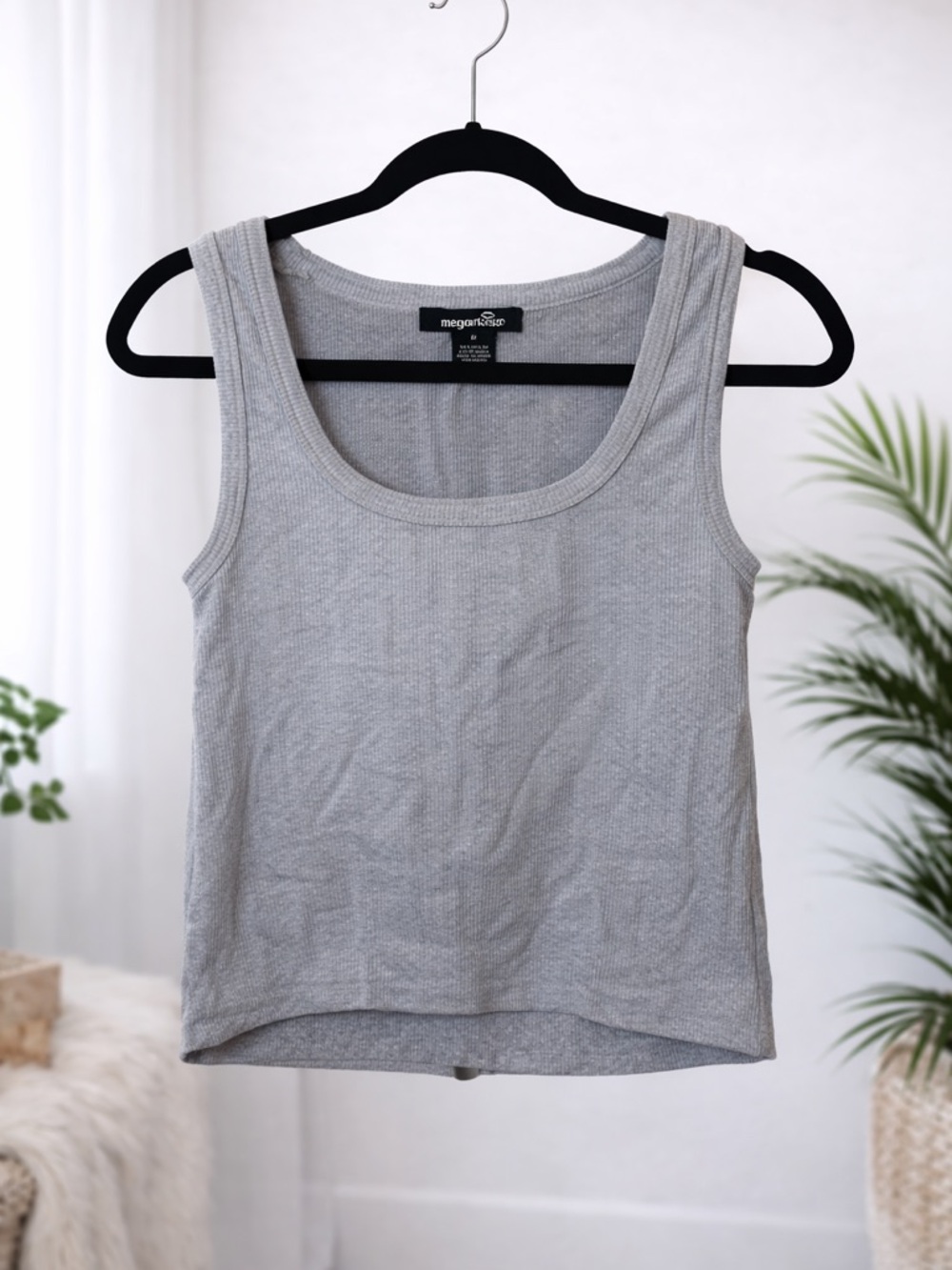 Amazon Light Gray Ribbed Tank Top - Scoop Neck Sleeveless